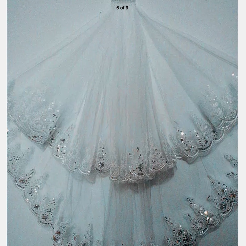 New 2T beautiful elbow embellished lace veil